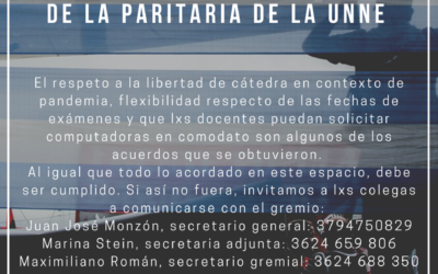 ACUERDOS Y PENDIENTES EN LA PARITARIA LOCAL DE LA UNNE