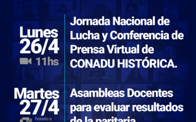 Lunes 26 conferencia de prensa de CONADUH en la jornada nacional de lucha y asambleas el martes 27 para discutir la propuesta paritaria.