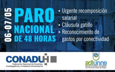 6 y 7 de mayo, Paro Nacional de la docencia de las Universidades Nacionales. Sigue el plan de lucha de CONADU Histórica