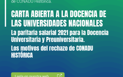 CARTA ABIERTA A LA DOCENCIA DE LAS UNIVERSIDADES NACIONALES