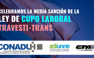 Celebramos la media sanción en Cámara de Diputados, de la La Ley de Promoción del Acceso al Empleo Formal para Personas Travestis, Transexuales y Transgénero