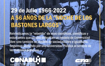 29 DE JULIO: A 56 AÑOS DE LA NOCHE DE LOS BASTONES LARGOS