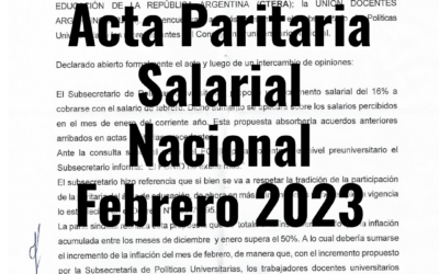 Acta Paritaria Salarial Nacional Febrero 2023