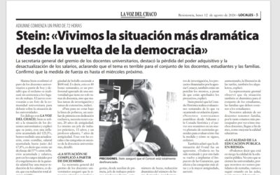 Stein: «Vivimos la situación más dramática desde la vuelta de la democracia»