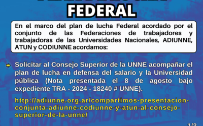 Plan de lucha Federal semana del 12 al 16 de agosto 2024