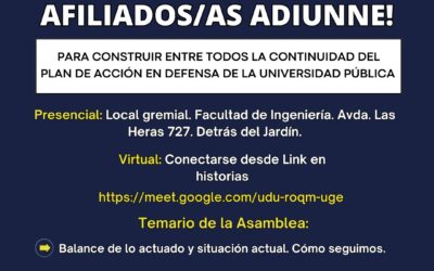 ¡ASAMBLEA DE AFILIADOS/AS ADIUNNE!