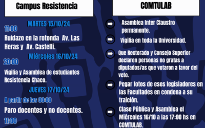 Compartimos Resoluciones asambleas interclaustros en la UNNE