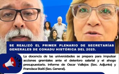 Se realizó el Primer Plenario de Secretarías Generales de CONADU Histórica del 2025