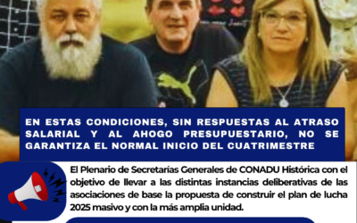 En estas condiciones, sin respuestas al atraso salarial y al ahogo presupuestario, no se garantiza el normal inicio del cuatrimestre