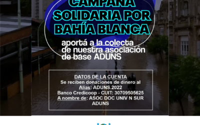 CONADU HISTÓRICA SE SUMA A LA CAMPAÑA SOLIDARIA POR BAHÍA  BLANCA