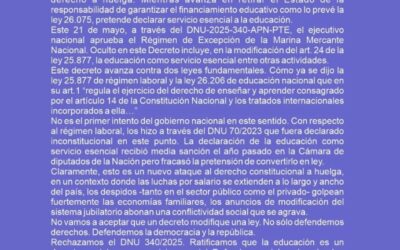 ::CONADU HISTÓRICA se pronuncia contra el Decreto 340/2025 que considera la educación como servicio esencial::