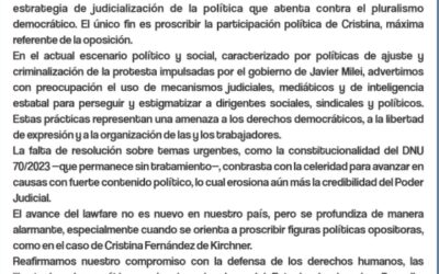 Repudiamos la proscripción política de Cristina Kirchner. Defendamos la democracia::