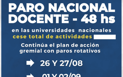 21 y 22 de agosto: paro nacional docente universitario y preuniversitario