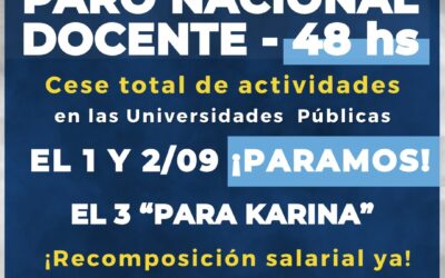 PARO NACIONAL DOCENTE – 48 HS
