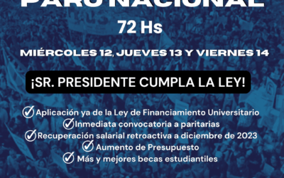 PARO NACIONAL DE 72HS 12, 13 Y 14/11